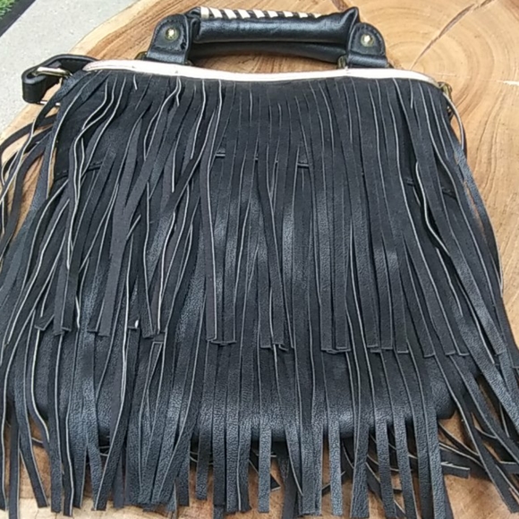 Black Fringe Steve Madden Purse - Picture 4 of 5